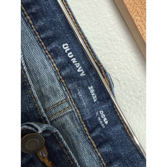 Old Navy Men's Loose Built In Tough Flex Jeans 36X32 Dark Denim *Actual 34X29.5 - Picture 4 of 9